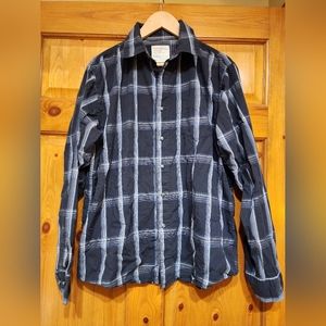 Wrangler Plaid Button Front Long Sleeve Shirt, Size Large